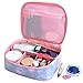 NinkyNonk Waterproof Cosmetic Bag Portable Travel Toiletry Organizer Velcro Makeup Bag Makeup Brush Organizer for Women (Flamingo)