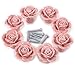 Aketek 8PCS Ceramic Vintage Rose Floral Door Knobs Handle Drawer Kitchen Screw -White/Pink