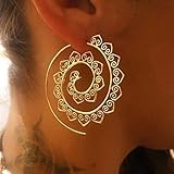 UNKE Round Swirl Maze Spiral Threader Earrings Jagged Circles Earrings