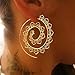 UNKE Round Swirl Maze Spiral Threader Earrings Jagged Circles Earrings