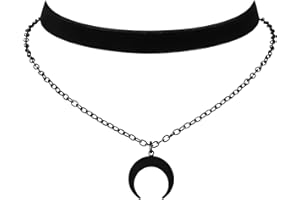 Gothic Choker Necklace for Women Layered Black Velvet Necklaces Dainty Teardrop Blood Drop Moon Heart Pendant Goth Boho Hippi