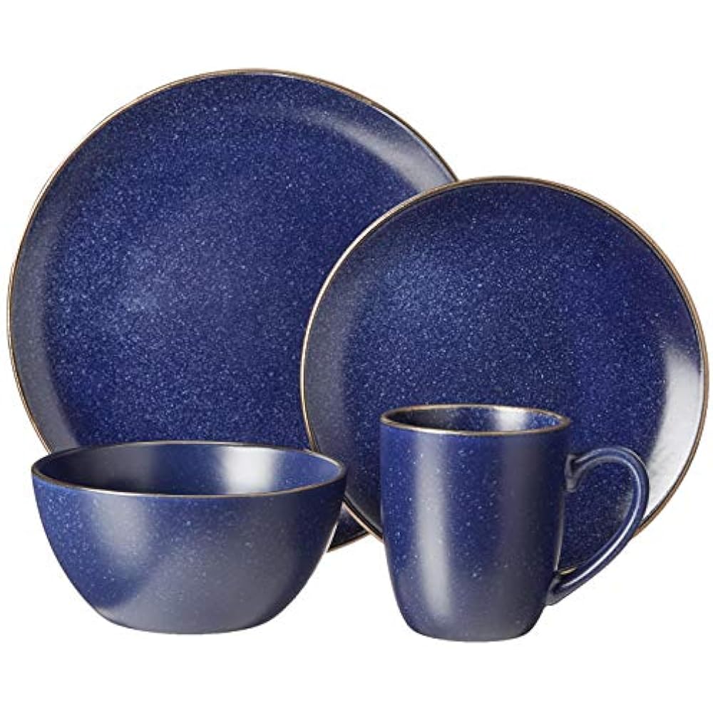 Gourmet Basics Mikasa Juliana Blue 16Piece Dinnerware Set, Service For