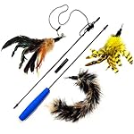 Pet Fit For Life 2 Feathers and 1 Soft Teaser/Exerciser Interactive Cat Wand For Your Cat or Kitten