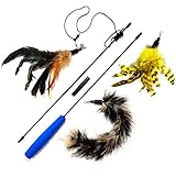 Pet Fit For Life 2 Feathers and 1 Soft Teaser/Exerciser Interactive Cat Wand For Your Cat or Kitten