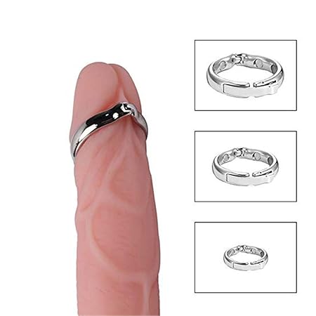 Artool Einstellbare Eichel Penis Ringe für Männer, Magnetische Physiotherapie Metall V Typ Beschneidung Erektion Penisringe S
