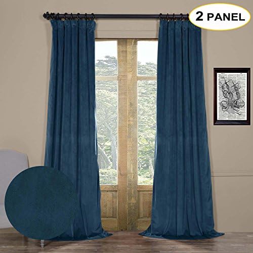 Artdix Blackout Curtains Panels Window Drapes - Twilight Blue 50W x 120L Inches (2 Panels) Velvet Lined Back Tab Nursery Insulated Solid Thermal Custom Curtains For Bedroom, Living Room, Kids Room