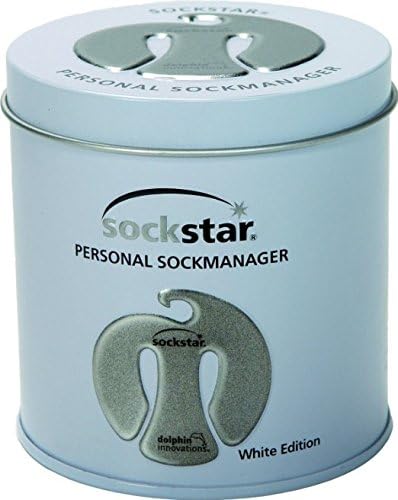 SockStar Sock Clips - White Edition Tin Gift Box (20 Clips)