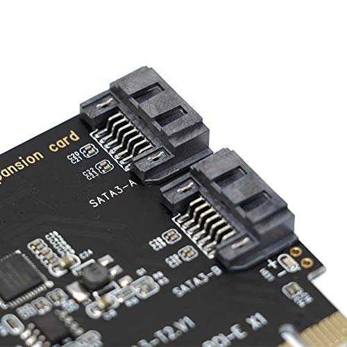 Per PCI Express SATA 3.0 Controller Card 2 Port PCIe to SATA III 6GB/s Internal Adapter Converter for Desktop PC,PCI-E to SATA 3.0 Disk Array Card Hard Drive Expansion Card