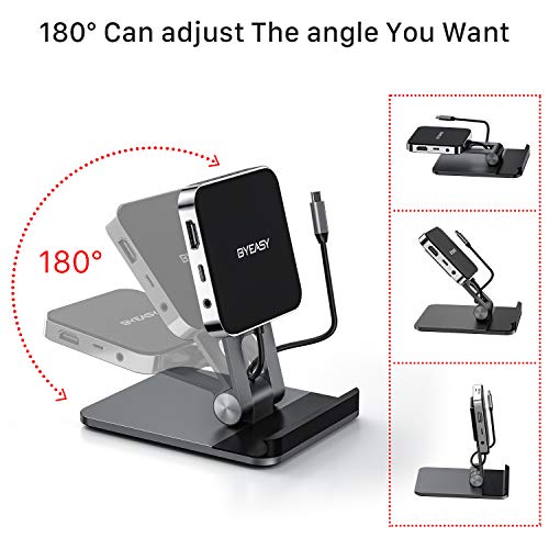 BYEASY USB C Hub Stand Holder, 7 in 1 USB C iPad Pro Docking Station