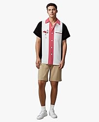 Flamingo Shirt Men Bowling Shirts for Men Print