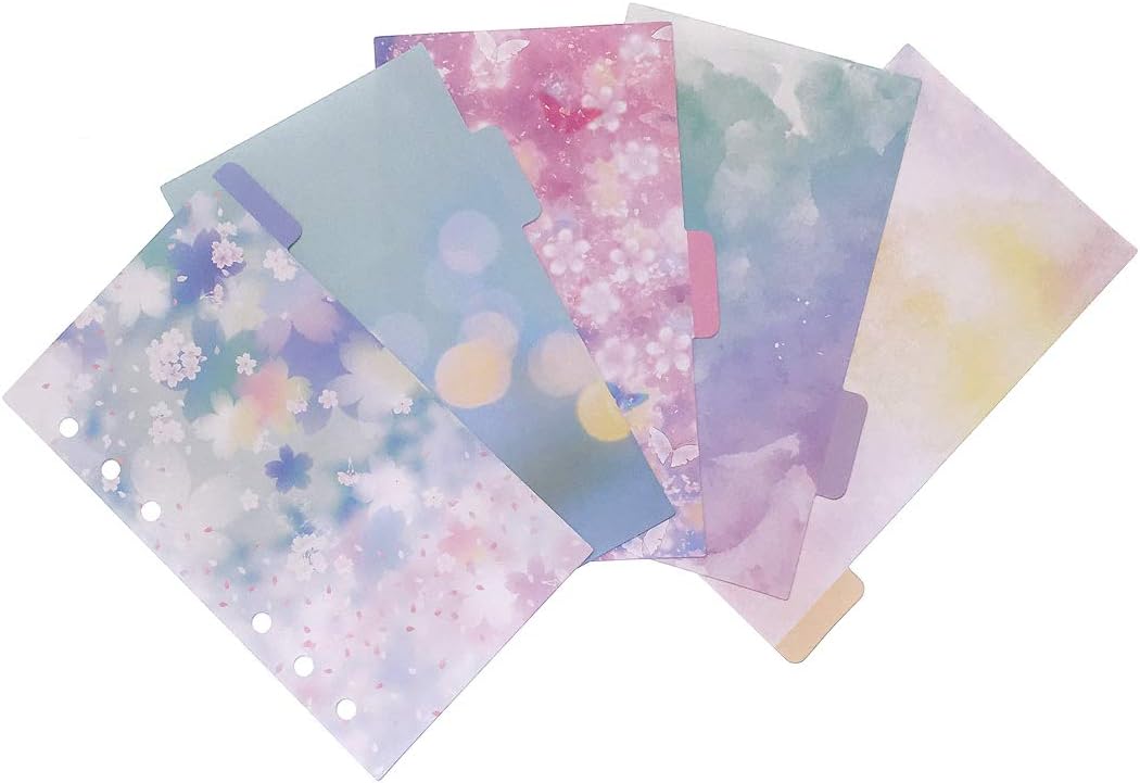 Index Tabs for A5/A6 6-Holes Cover Round Ring View Binder File Folder Loose Leaf Sheet Protectors Binder Cover Protector (Divider Cherry Blossoms - Image 5