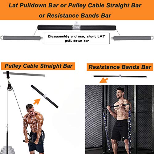 WNOEY LAT Pull Down Bar, Cable Machine Attachment, Resistance Bands Bar, Straight Bar, Home Gym