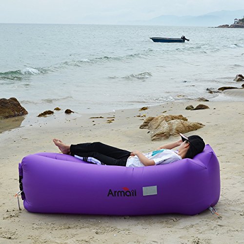 Armati Inflatable Lounger Patented Comfortable Headrest, Indoor or Outdoor Air Sofa, Camp Bedding, Hammock,Air Mattress with Carry Bag, Securing Stake and Bottle Opener - Thumbnail 5