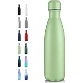 Volhoply 17oz Insulated Stainless Steel Water Bottle, Double Wall Vacuum Flask, Keeps Cold 24h & Hot 12h, Available in Packs of 1, 4, or 8(Green,1 Pack)