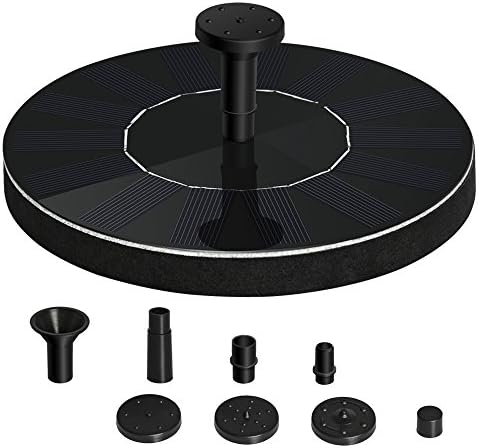 Integrative Solar Fountain Pump,Solar Powered Fountain Pump for Bird Bath Decor,1.5W Solar Panel Water Pump Kit,Freestanding Water Floating Pump for Garden,Lawn,Patio,Small Ponds (Round)