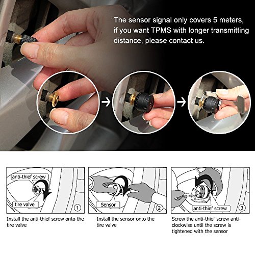 KOLSOL TS61 Tire Pressure Monitoring System TPMS, Wireless Real-time Cigarette Lighter Plug TPMS and Temperature Gauge with 4 External Sensor