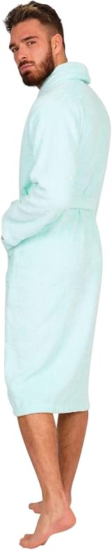 Adore Home Mens 100% Cotton Bathrobe Duck Egg XXL Shawl Collar view 3