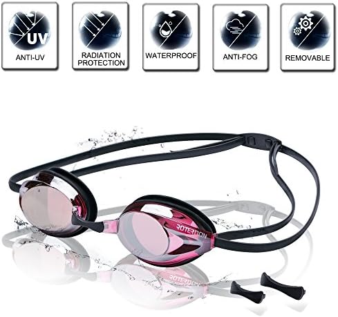 ROTERDON Swimming Goggles, Professional Race Swim Goggles with Anti-Fog Coating Uv Protection Waterproof for Adults Kids Women Man