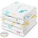 Baby Washcloths, Ricdecor Soft Bath Towels Cotton Cloth Muslin Reusable Wipes Dye Free Perfect for Baby Bath 6 Pack 10”×10” (Pattern 5Pack)