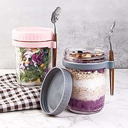 Overnight Oats Containers with Lids and Spoon, 4