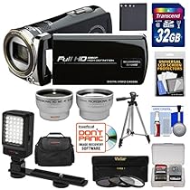 Bell & Howell DV12HDZ 1080p HD Video Camera Camcorder (Black) with 32GB Card + Battery + Case + Tripod + Filters + Video Light + Tele/Wide Lens Kit