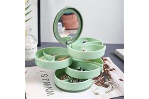 Rotating Jewelry Box Large Capacity with Mirror 4-Layer Rotating Jewelry Storage Box for Bracelets Rings Earrings Gift for Wo