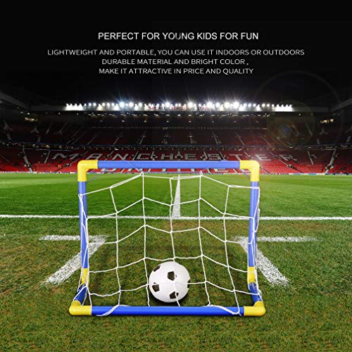 image for ShepoIseven Folding Mini Football Soccer Goal Post Net Set with Pump K