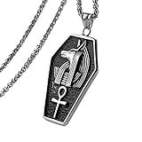 HZMAN Men's Stainless Steel Ancient Egyptian Pharaoh Coptic Ankh Cross Religious Pendant Necklace