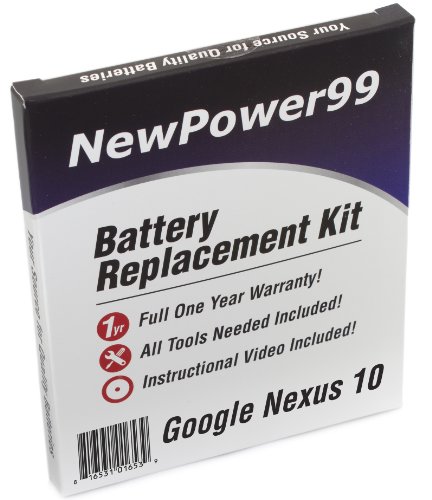 Google Nexus 10 Battery Replacement Kit with Video Installation DVD, Installation Tools, and Extended Life Battery