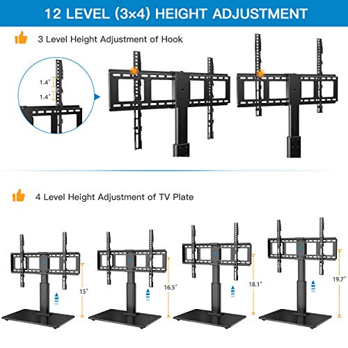 image for PERLESMITH Swivel TV Stand Universal Table Top TV Base for 32 to 65 in