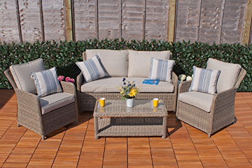 Casamore Corfu Garden Lounge Sofa Set in Rattan Weave for Gardens and