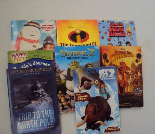 Junior Novelization Book Set : Shrek 2 - Polar Express - Happy Feet - Jack Frost - The Incredibles - Ice Age 2 - Cloudy with a chance of Meatballs - Beverly Hill Chuihauhau (An Unofficial Box Set - Grade 2 - 3 Chapter Books)