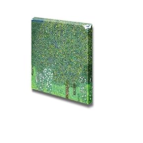 Rosebushes Under The Trees by Gustav_Klimt - Canvas Print Wall Art Famous Painting Reproduction - 12" x 12"