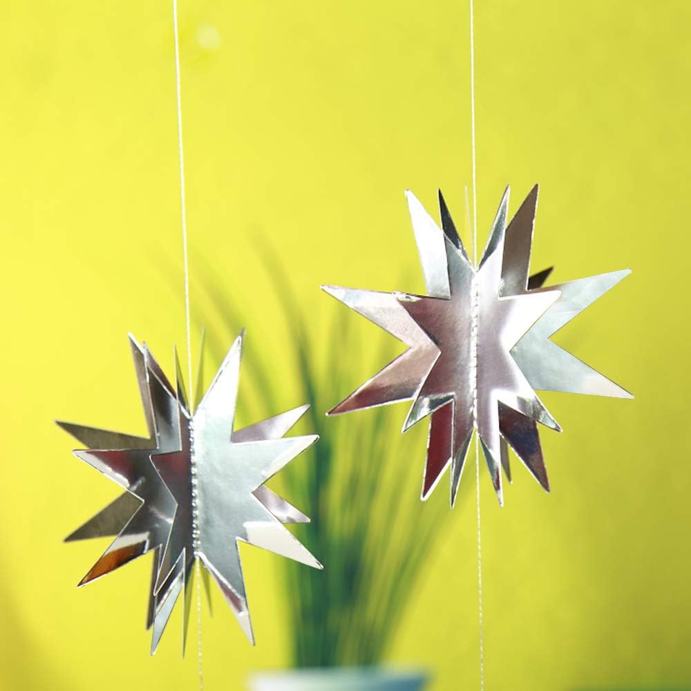 Decor365 Silver Star Garland Hanging Twinkle Little Star Decorations Glittery Silver Party Supplies for Baby Shower Birthday New Year Eve Graduation Christmas Ramadan Galaxy Theme Star Decor - Image 4