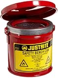 Justrite, 10175, Bench Can, 1 Qt, Galvanized Steel, Red