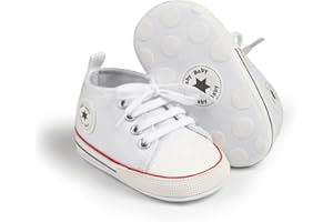 KIDSUN Unisex Baby Boy Girl Canvas Sneaker Soft Sole Infant Lace up Newborn Ankle Toddler First Walkers Crib Shoes