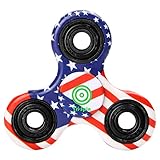 Tri-Spin Metal Fidget Spinner Hand Finger Toy - EDC Stress Reducer, Perfect for Children and Adults Time Killer, Good for ADD, ADHD, Anxiety, and Autism Focus (Star-Spangled)