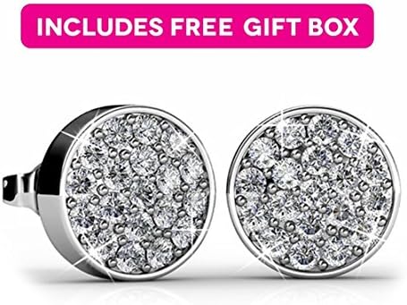 JADE MARIE FASHIONJade Marie BENEVOLENT Large Silver Stud Earrings, 18k White Gold Plated Cluster Stud Earring Set with 2mm Swarovski Crystals