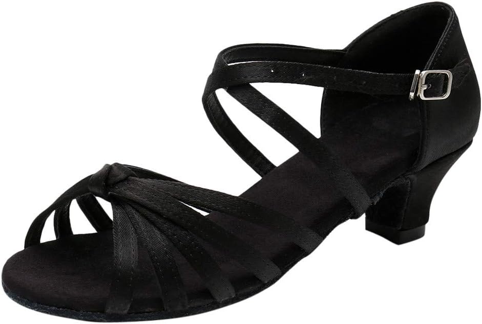 Deloito Summer Women's Low-Heel Breathable Sandals Single Roman Shoes Professional Girls Dancing Latin Dance Shoes Buckle Strap