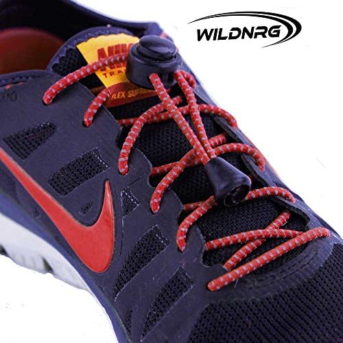 Elastic Shoe Laces - Adults Kids Elderly - No Tie Quality Reflective Stretch Shoelaces for Runners Sneaker &amp; Shoes - Fast Easy &amp; Perfect for Triathlon Marathon Running Training or Casual. Stretchy bungee shoelace ideal for any Girls or Guys shoes (Red, 1 Pack)