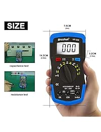 HOLAPEAK - Multímetro digital, HP-36 K, medidor de voltaje de corriente eléctrica, amplificador de voltaje Ohm, multímetros, voltímetro, amperímetro, con AC DC, resistencia de corriente, continuidad, capacidad y medición de prueba de diodos