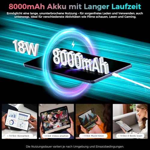 RebotAi 2026 Tablet 11 Inch Android 16 Tablets, 32GB RAM + 128GB ROM/1TB TF, 8000mAh Tablet Octa-Core 1920 x 1200 IPS, 5+13MP/Widevine L1/18W Quick Charge