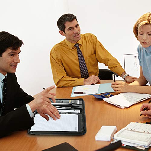 Leathario Interview Portfolio Binder with Calculator and Black Handle Notebook Portfolio Resume