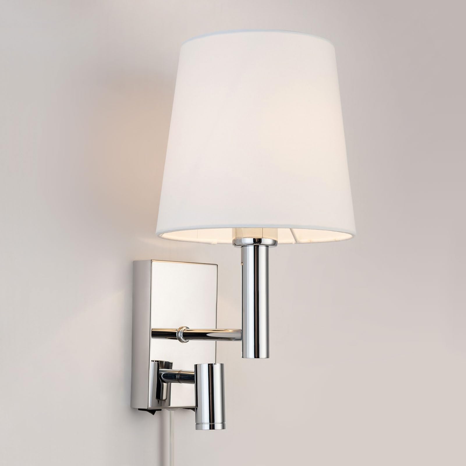 HARPER LIVING Plug-in Wall Light with LED Reading Light, E27/ES Indoor Bedside Wall Sconce Lamp with Switch and USB & USB-C Charging Ports Ideal for Bedroom Living Room Hotel