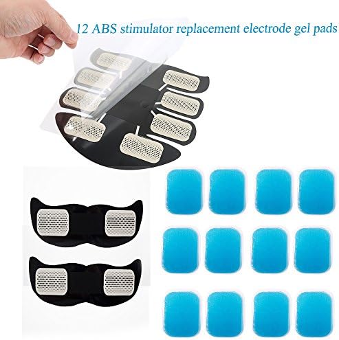 UPKNOW ABS Stimulator Muscle Toner Hydrogel Electrode Gel, 2.25 × 1.46 INCH Hydrogel Gel Pads - 12 pcs