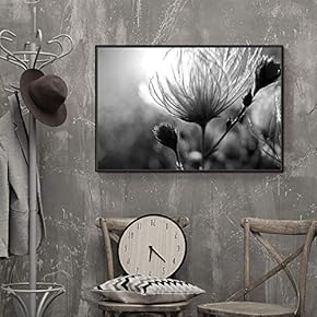 Floating Framed Canvas Wall Art for Living Room, Bedroom Black Flower Canvas Prints for Home Decoration Ready to Hang - 16x24 inches