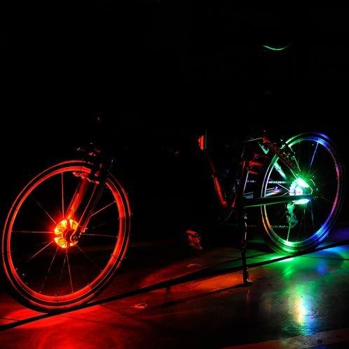 SWman Bike Bicycle Spoke Lights- 8 LED Waterproof Bike Taillight LED Hubs Lights -Wire Tyre LED Firefly Flash Light Lamp with Battery Bicycle Accessories for MTB,Warning,Safety Cycling (Red)