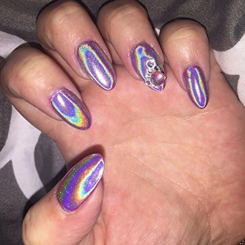 DORABO Laser Holographic Rainbow Chrome Nail Powder, Nail Powder, Manicure Pigment, Nail Art Chrome Pigment Glitters, with Sponge Stick Nail Art Tools 1g