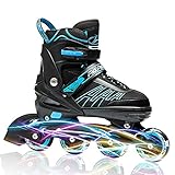 IUU Sports Adjustable Inline Skates for Kids and Adults, Rollerblades with Featuring All Illuminating Wheels, for Girls and Boys, Men and Ladies