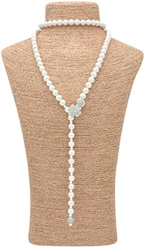 ART KIM Sliver Handicraft Multi Strands Bracelet 2 in 1 Pearl Necklaces (Four Leaf Clover)
